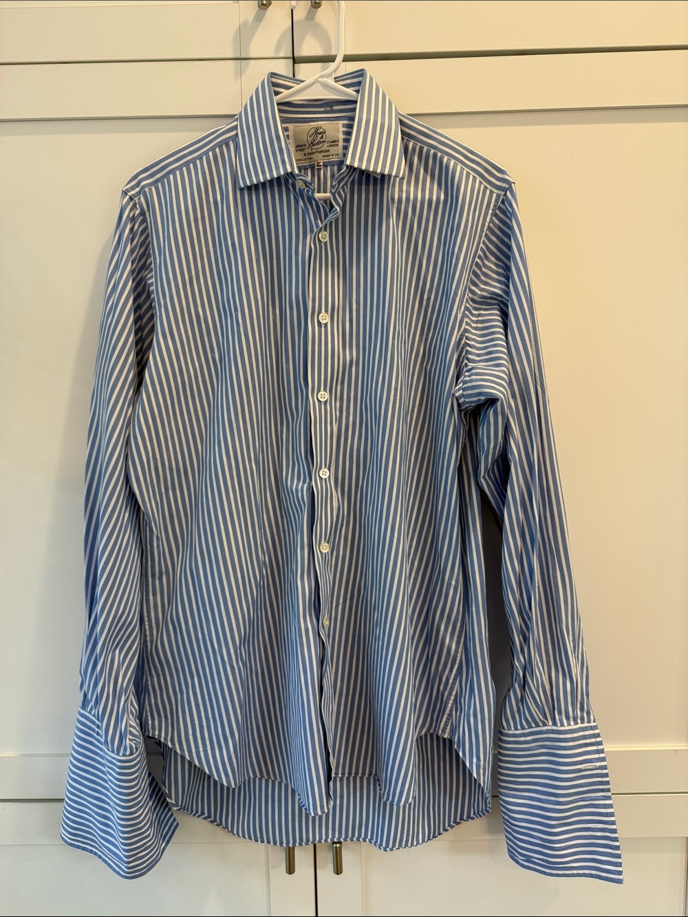Howie & Hudson London Blue Stripe Dress Shirt Men’s 15.5 Made in UK Jermyn Stree